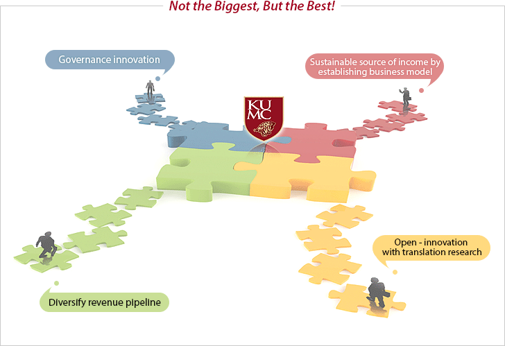 Not the Biggest, But the Best!: Governance innovation, Sustainable source of income by establishing business model, Open - innovation with translation research, Diversify revenue pipeline